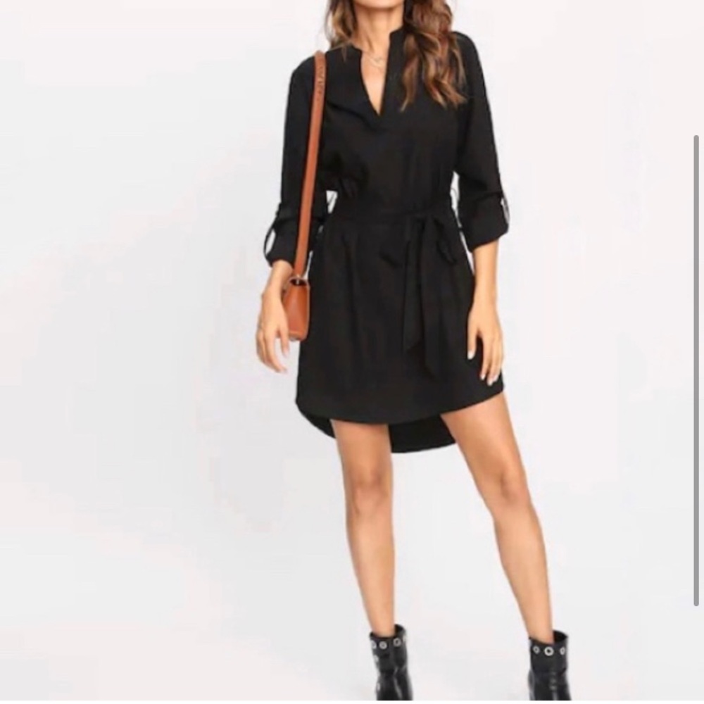 🆕🖤 Black Shirt Dress with Tie 🖤
